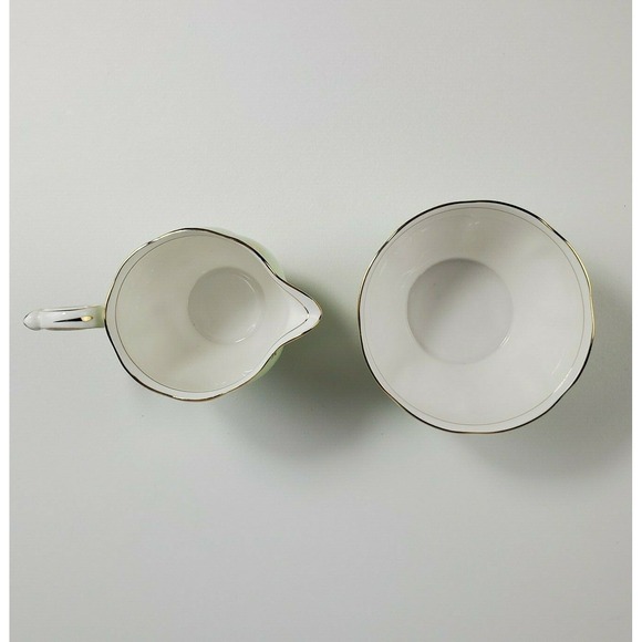 Vtg  Queen Anne Pole Starburst  MCM Midcentury Footed Sugar Creamer Green Gold - Picture 5 of 12